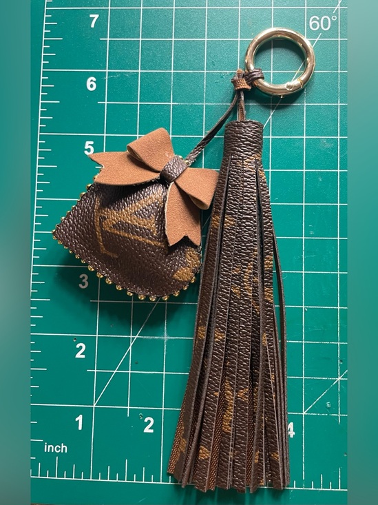Handmade Handbags - Brown Leather Tassel and Heart Keychain/Purse decor